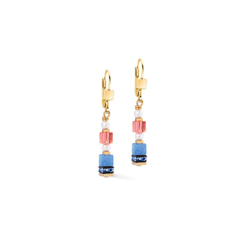 Coeur De Lion Sparkling Princess Multi-Color GeoCUBE® Crystal Gold Dangle Earrings