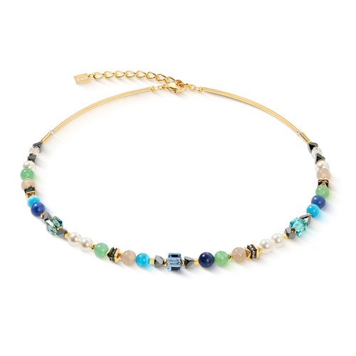 Coeur De Lion Precious Shape Green Turquoise Mix GeoCUBE® Crystal Gold Necklace