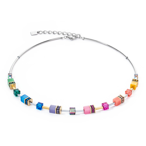 Coeur De Lion Iconic Lite Rainbow GeoCUBE® Crystal Silver Necklace