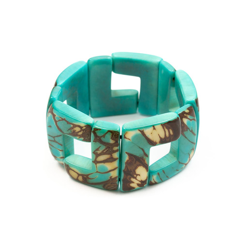 Santiago Square Bead Bracelet turquoise