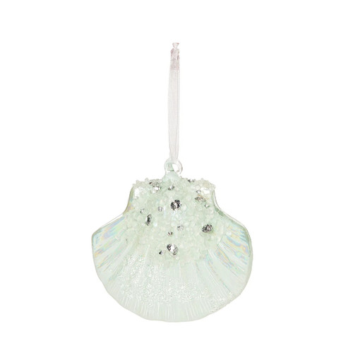 Gallerie II Glass Aqua Fan Shell Ornament