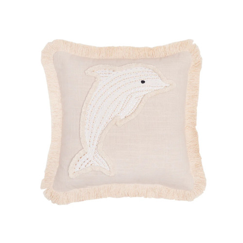 C & F Golden Coast Dolphin Sealife Small Fringed Square Pillow