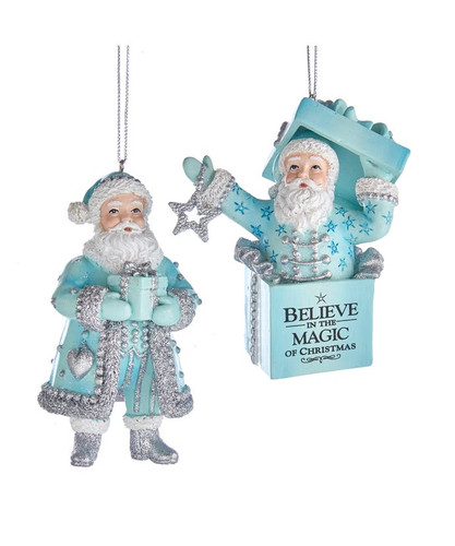 Aqua Blue Santa Gift Box Christmas Tree Ornament