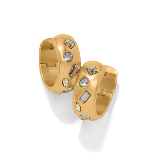 Brighton B Radiant Gold Pastel Crystals Hoop Post Earrings