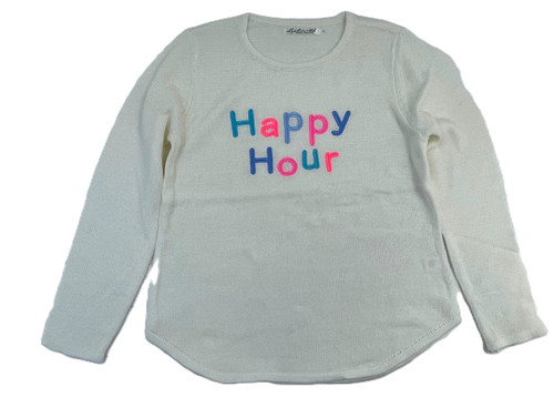 Lulu-B Neon Embroidered Letters White Long Sleeve Sweater