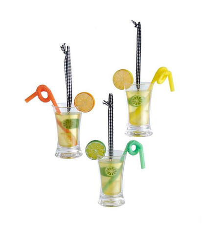 Fruit Garnished Lemonade Glasses Christmas Tree Ornaments