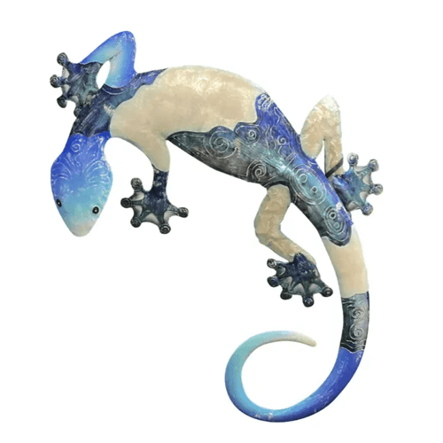 Koppe Blue Capiz Gecko Lizard Metal Wall Art