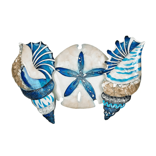 Koppe Blue Capiz Seashells & Sand Dollar Metal Wall Art