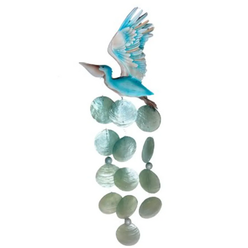 Koppe Blue Capiz Shells Metal Pelican Small Wind Chime