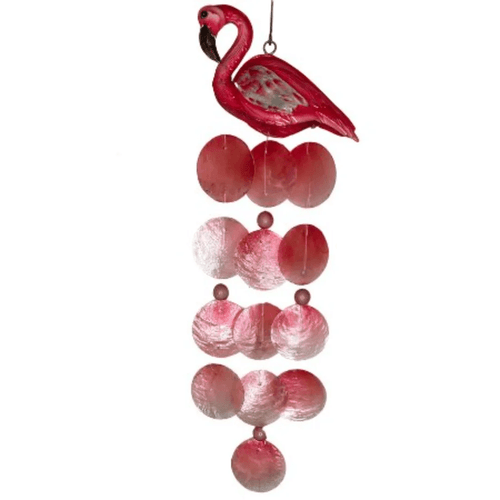 Koppe Pink Capiz Shells Metal Flamingo Small Wind Chime