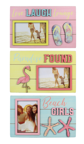 Tropical Paradise Sayings Wood Tabletop Photo Frame