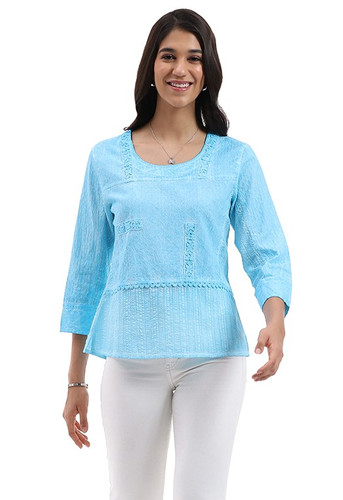 Parsley & Sage Nelle Seersucker Block Tunic Top