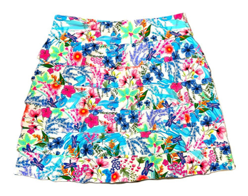 Lulu-B Neon Floral Sailboat Cove Print Cha Cha Skort