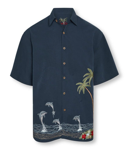 Bamboo Cay Dolphin Freedom Men's Camp Shirt