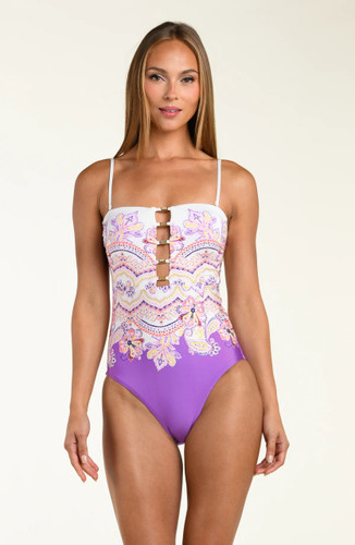 Sunshine 79 Lilac Cascade Bandeau One Piece Swimsuit