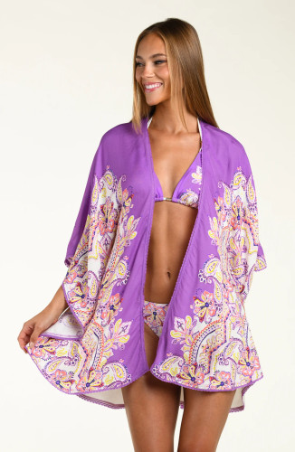 Sunshine 79 Lilac Cascade Open Front Kimono Swim Coverup