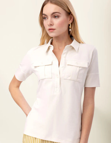 Spartina 449 Kacey Antique White Polo Top