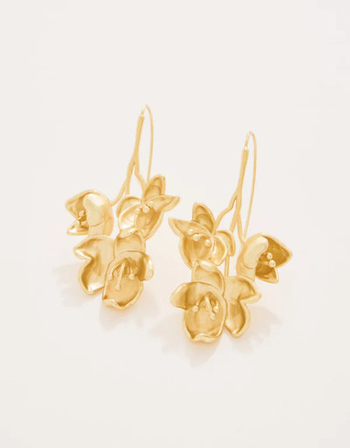 Spartina 449 Gold Magnolia Flowers Dangle Earrings