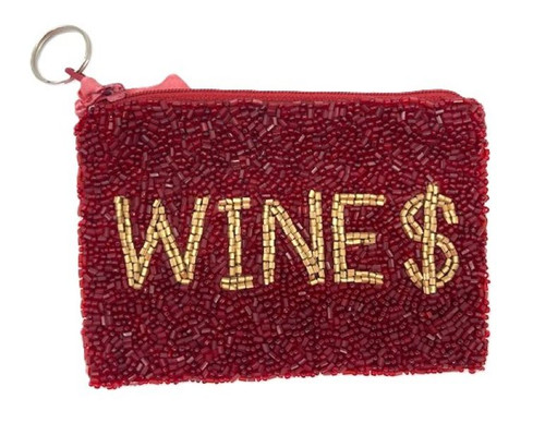 Tiana Designs Red Wine $ Beaded Coin Purse Key Ring