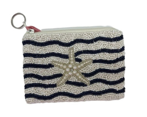 Tiana Designs Starfish In Waves Beaded Coin Purse Key Ring