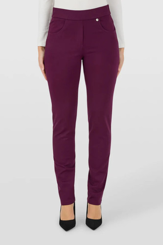 Robell Burgundy Bella P Slim Fit Pull On Pant