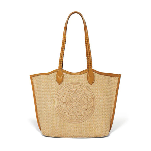 Brighton Blonde Bruna Straw & Leather Large Tote Purse