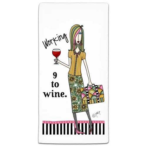 CJ Bella Working 9 To Wine Flour Sack Towel