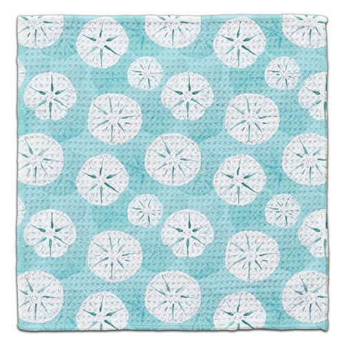 CJ Bella White Sand Dollars Aqua Eco-Friendly Wash Cloth