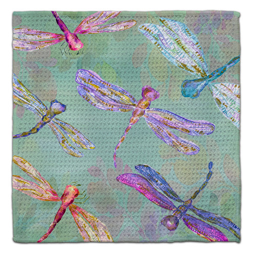 CJ Bella Multi-Color Dragonflies Aqua Eco-Friendly Wash Cloth