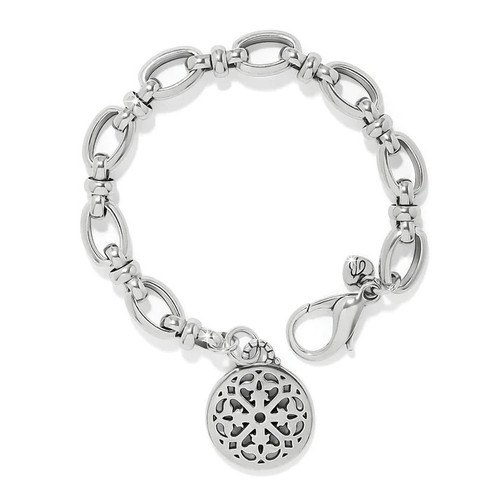 Brighton Ferrara Siena Charm Medallion Silver Link Bracelet