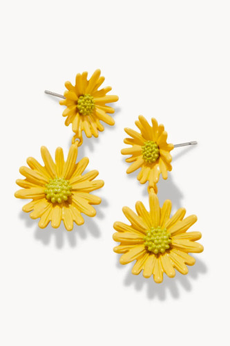 Spartina 449 Debbie Yellow Daisy Dangle Flower Earrings