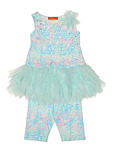 Kate Mack Baby Blue Butterfly & Hummingbird Tulle Skirted Pant Top Set - Infant 9 Months