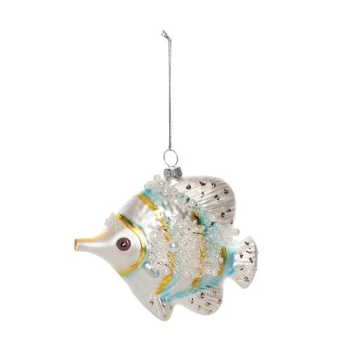 Beachcomber Metallic Silver Tropical Fish Christmas Tree Ornament