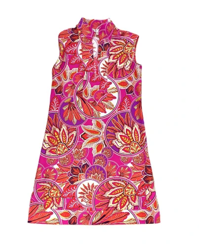 Jude Connally Stained Glass Hot Pink & Gold Kristen Sleeveless Tunic Dress