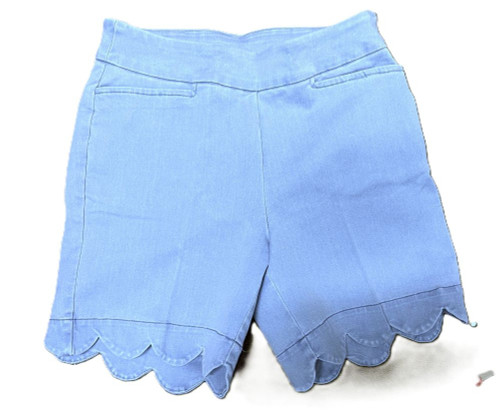 Lulu-B Light Denim Scallop Hem Pull On Shorts