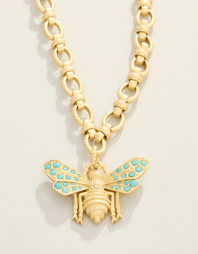 Spartina 449 Vintage Gold & Turquoise Bee Pendant Necklace