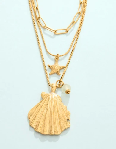 Spartina 449 Layered Gold Scallop Shell Necklace