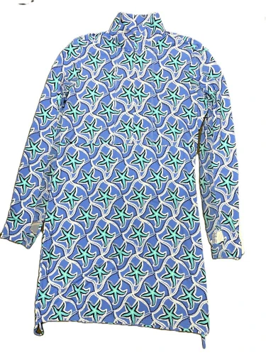 Beachtime Blue Starfish Zip Front Long Sleeve Sun Dress