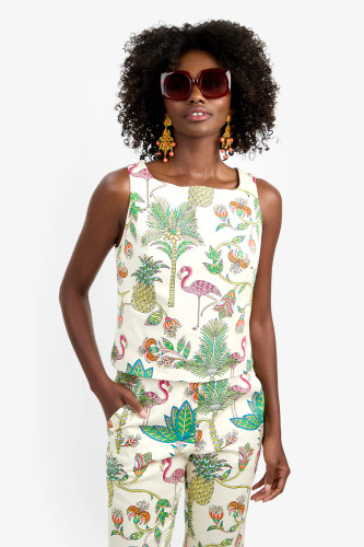 Trina Turk Flamingo Fizz Sleeveless Venya Top