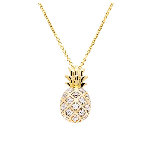 Ocean Jewelry CZ Pineapple 14KT Vermeil Gold Necklace