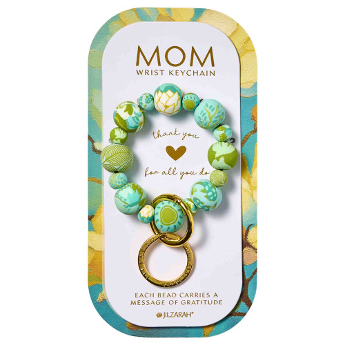 Jilzarah Mom Classic Aqua Clay Ball Wrist Bracelet Key Ring Keychain