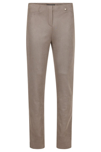 Robell Taupe Lizard Print Poly Suede Rose Slim Fit Pants