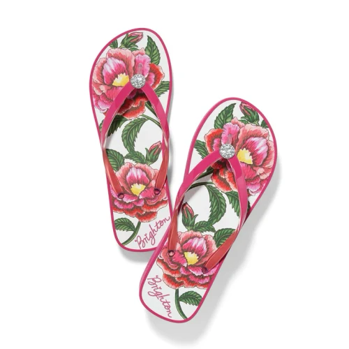 Brighton Petal Flower Fuchsia Color Platform Flip Flops