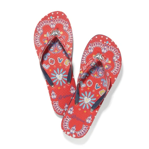 Brighton Butterfly Adornment Scarf Red Flip Flop Sandals
