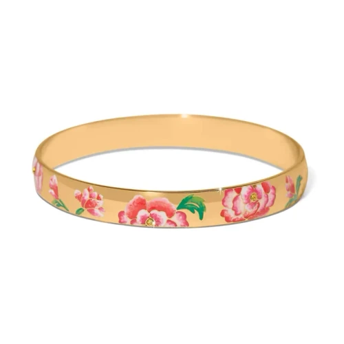 Brighton Enamel Rose Petal Gold Bangle Bracelet