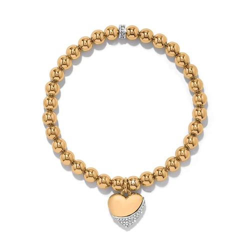 Brighton Meridian Petite Wave Heart Gold Bead Stretch Bracelet