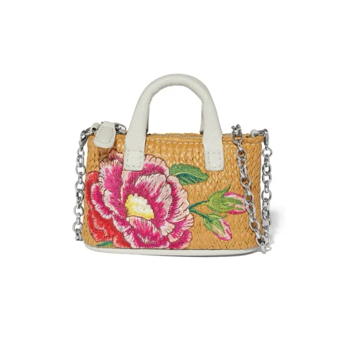 Brighton Rose Petal Straw Micro Mini Crossbody Purse