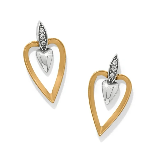 Brighton Love Messages B Calm Two Tone Heart Post Drop Earrings