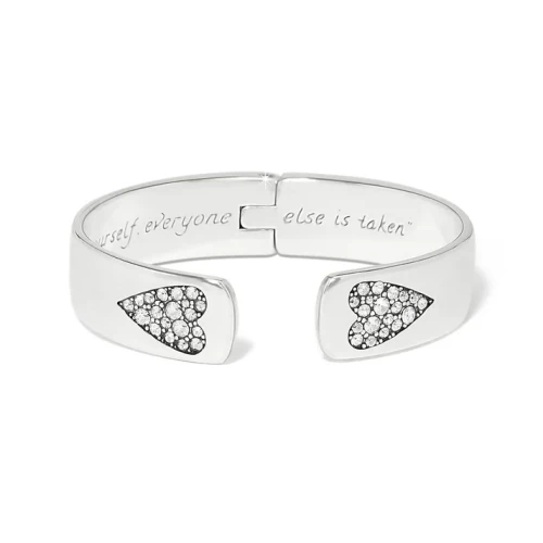 Brighton B You Hinged Silver and Crystal Hearts Bangle Bracelet