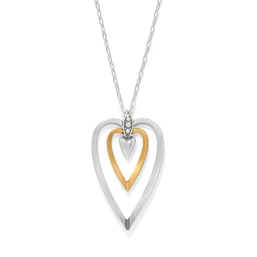 Brighton Love Message B Calm Gold Silver Triple Heart Necklace